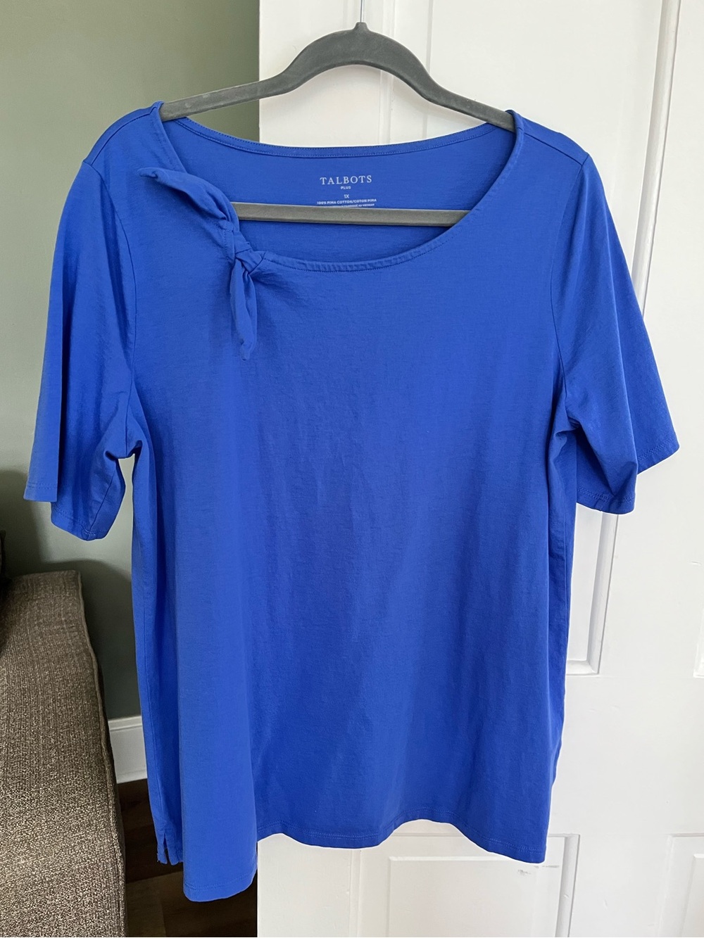 Talbots 1X Pima Cotton Short Sleeves TopBlue